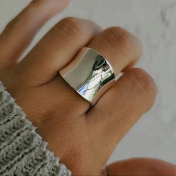 Jewelry - 1pc Vintage Band Ring Geometric Design Polished Surface